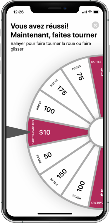 Application Manuvie Vitalité, faites tourner la roue et gagnez instantanément