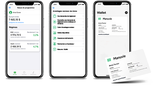Captures d'écran de l'application mobile Manuvie