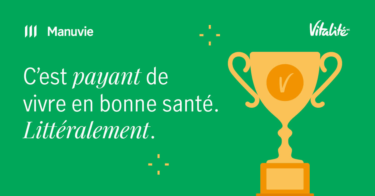 Option 1 - Graphic illustration of trophy with text: It's rewarding to live healthy. Literally.