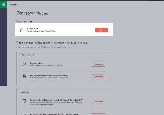 Étape 6, la fenêtre contextuelle Lier votre compte Manuvie Vitalité, les champs du formulaire pour le courriel et le numéro de contrat sont en surbrillance avec le bouton Lier mon produit situé en bas à droite.
